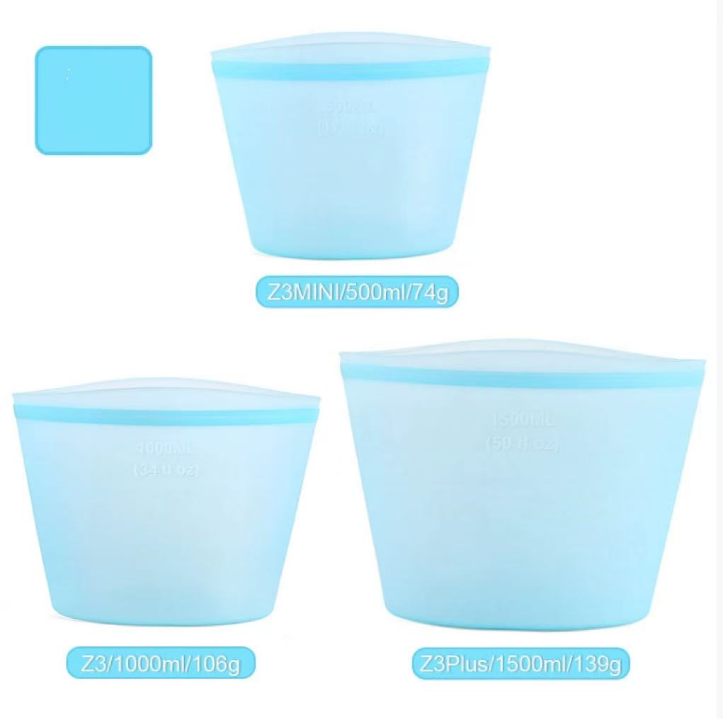 All-Silicone Food Storage Bag, In-Stock Daily Necessities, Transparent Vacuum Self-Sealing 1500ML Food Fresh-Keeping Bag