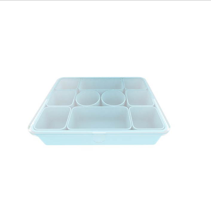 Cross-border silicone snack box lunch box, 10-compartment fruit and bread divider tray container, food-grade lunch box.
