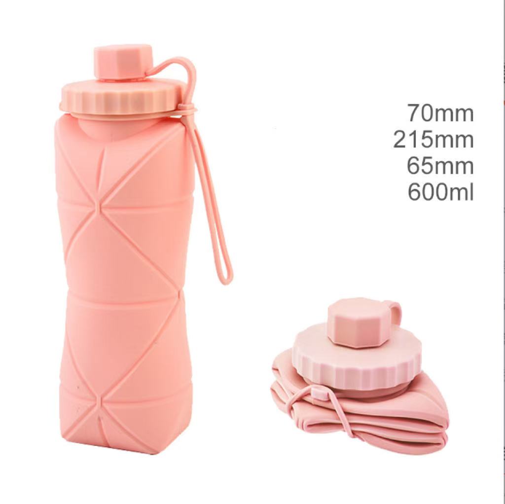 Cross-border Silicone Folding Water Cup, Outdoor Portable Collapsible Water Cup, Sports Handled Diamond Water Bottle.