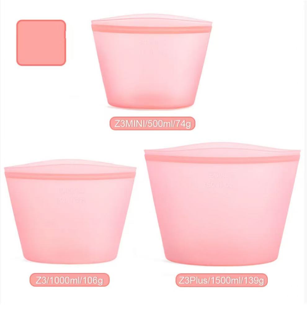 All-Silicone Food Storage Bag, In-Stock Daily Necessities, Transparent Vacuum Self-Sealing 1500ML Food Fresh-Keeping Bag