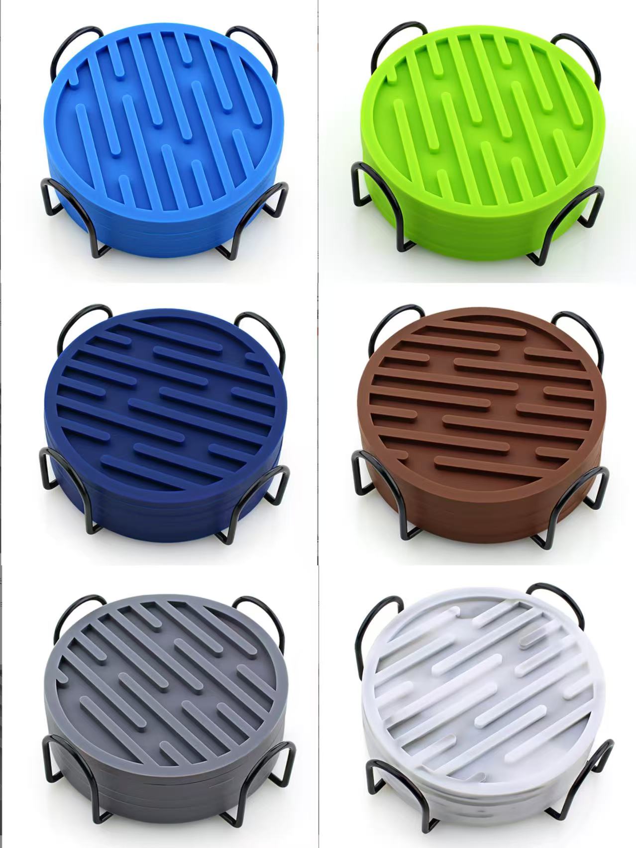 10cm Round Silicone Coasters, Modern Minimalist with Spill-Resistant Ring, Food-Grade Non-Slip Tea Cup Coaster Set