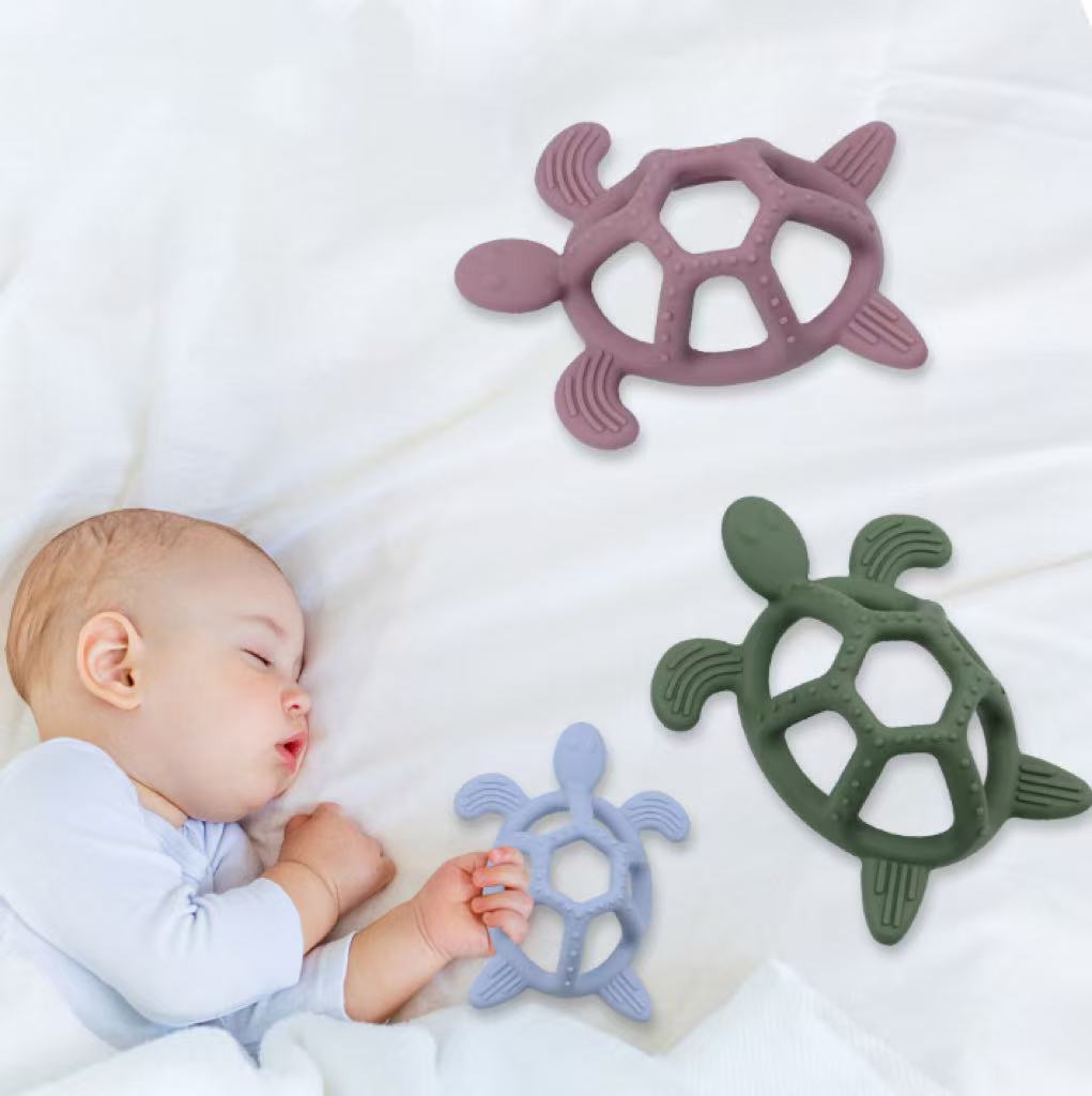 Direct Sale From Manufacturer: Food-Grade Silicone Baby Turtle Teething Toy, Pacifier Chewable, Durable Infant Toy.