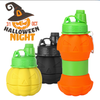 Cross-border Silicone Halloween Pumpkin Water Bottle, Foldable Portable Sports Cup, Creative Halloween Sports Water Bottle