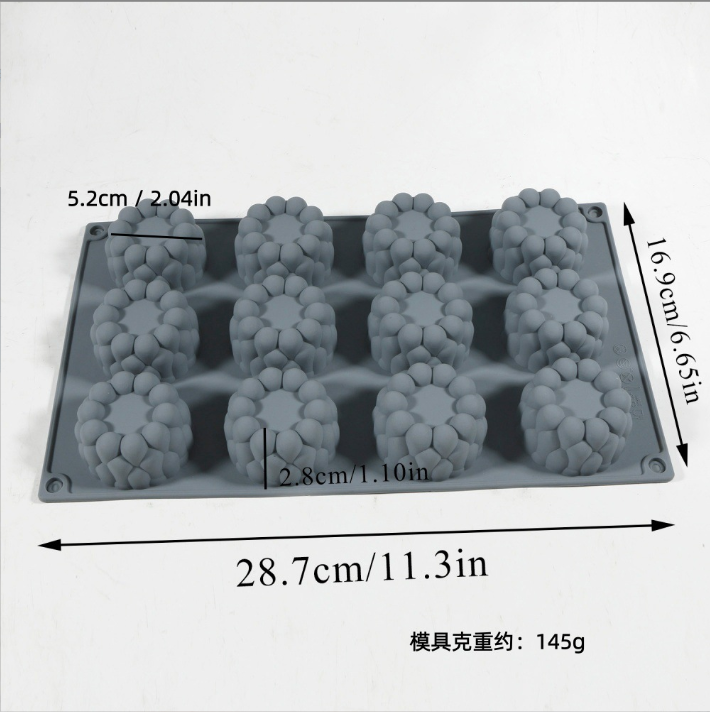 12-Connected Cloud Sphere Mousse Silicone Mold DIY French Cube Ball Chocolate Dessert Cake Mold.