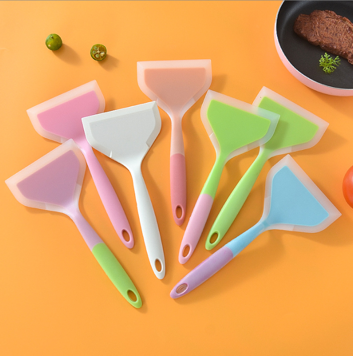 Tamago-yaki Silicone Spatula, Semi-Transparent Wide Mouth Silicone Turner, Two-Color Frying Spatula, Cooking Spatula, Kitchen Tamago-yaki Spatula.
