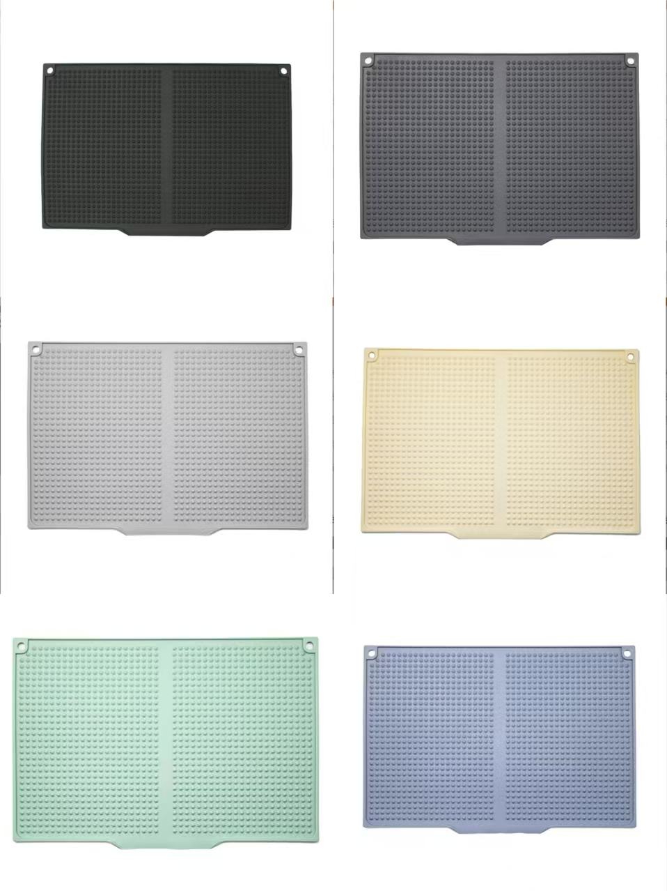 Kitchen Draining Mat, Large Counter Drying Mat, Table Heat-Resistant Mat, Waterproof and Non-Slip Silicone Draining Mat with Sloped Drainage