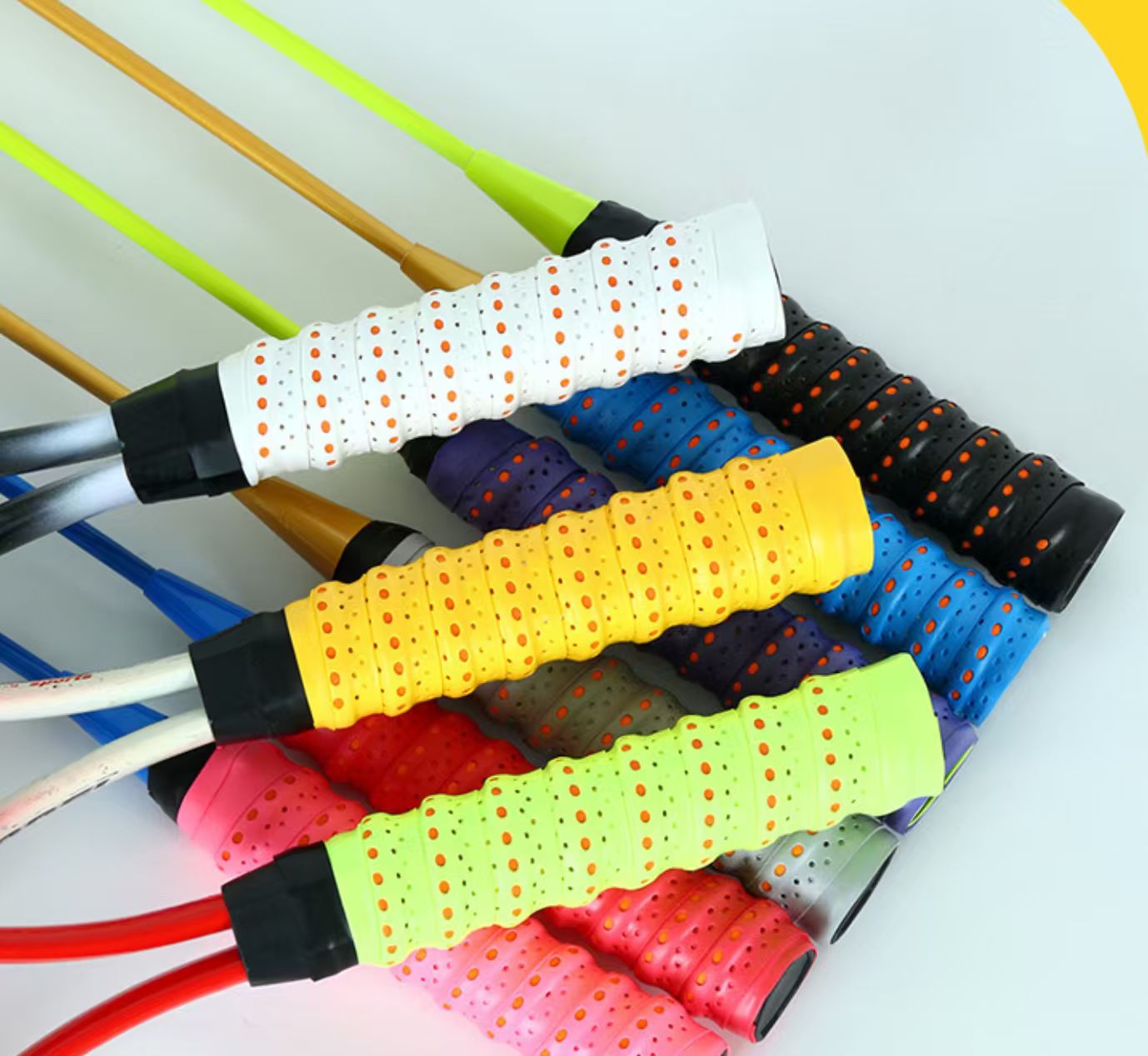 Laminated thickened non-slip dual-color keel grip tape with perforations for badminton and tennis racket sweat absorption