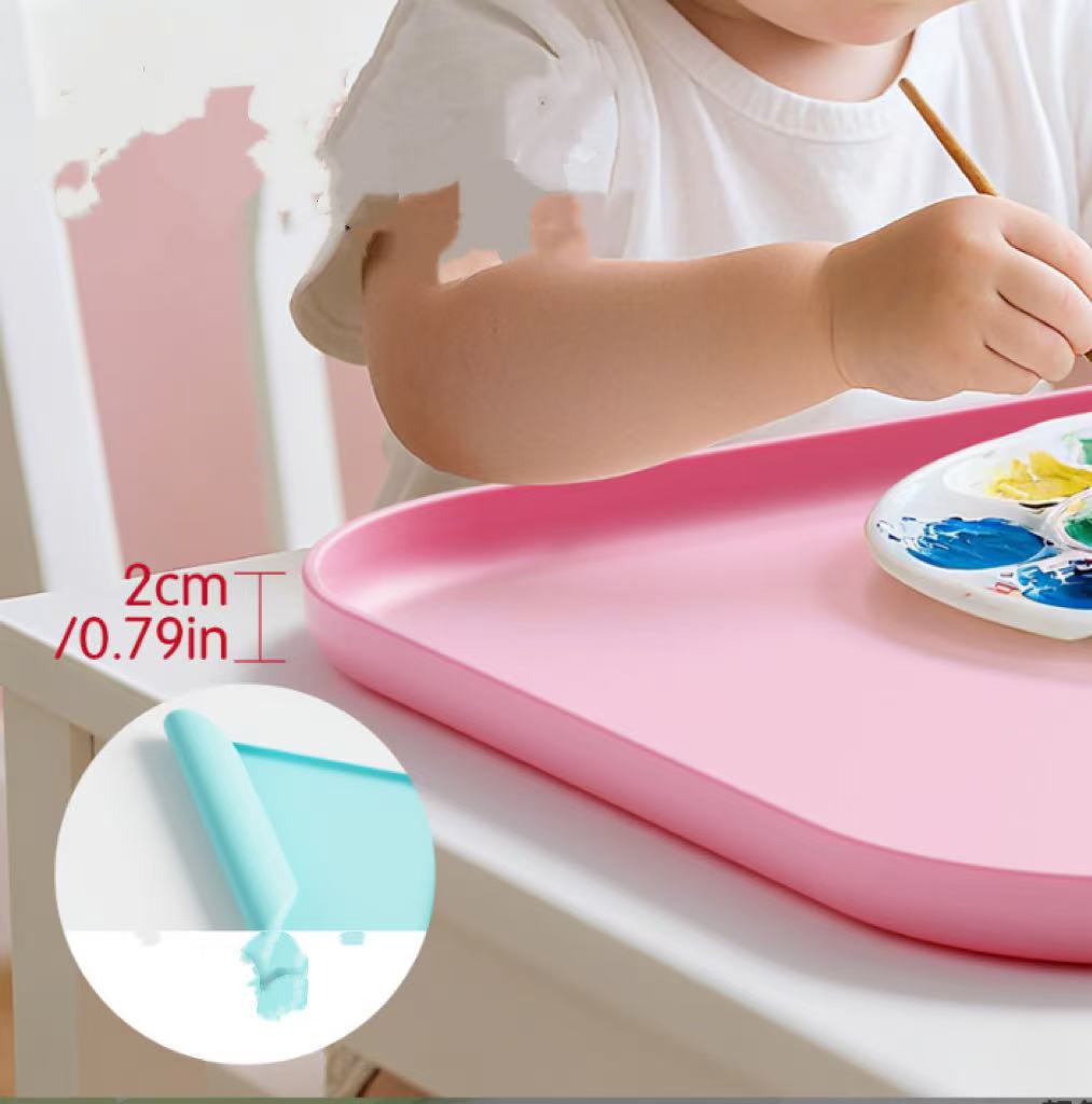 Children's placemat drawing mat, waterproof kitchen countertop mat, coffee machine mat with raised edges, multifunctional silicone pet feeding mat