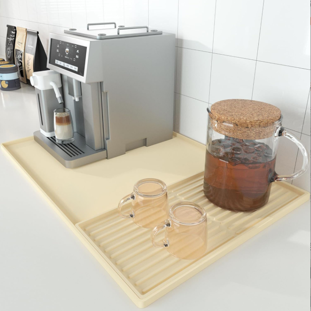 Cross-border 2-in-1 Silicone Coffee Machine Mat, Creative Coffee Bar Mat, Non-slip, Waterproof, Kitchen Counter Drying Mat
