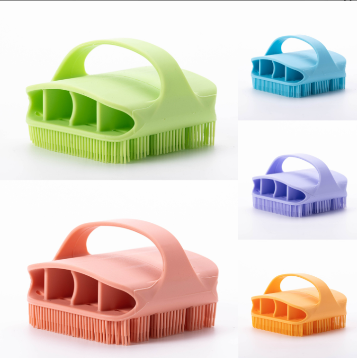 Custom silicone bath brush massage comb for bathing, removing dirt and dead skin, shampoo brush, silicone facial brush for cleaning and exfoliating