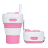 Cross-border Bestseller Silicone Water Cup Foldable Portable Expandable Water Cup Manufacturer Direct Sale Foldable Coffee Cup with Straw