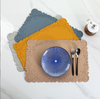 Rectangular Embossed Edge PV Silicone Placemat, Heat-Resistant, Oil-Proof, Waterproof Table Mat, Chinese-Style Bowl Mat.