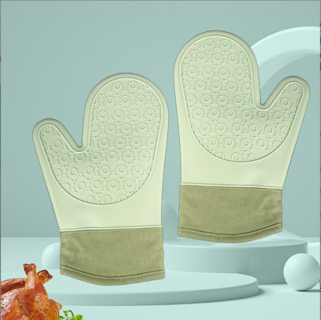 Two-Finger Silicone Heat-Resistant Gloves with Extra Cotton Padding, Thickened Gloves for Baking, Kitchen, Microwave, and Oven Wholesale