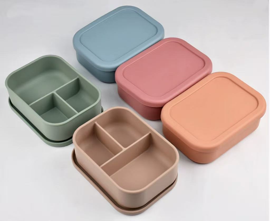 Food-grade Silicone Lunch Box, Microwave-safe, Portable Meal Box for Students And Office Workers, Three-compartment Fresh-keeping And Insulated Box
