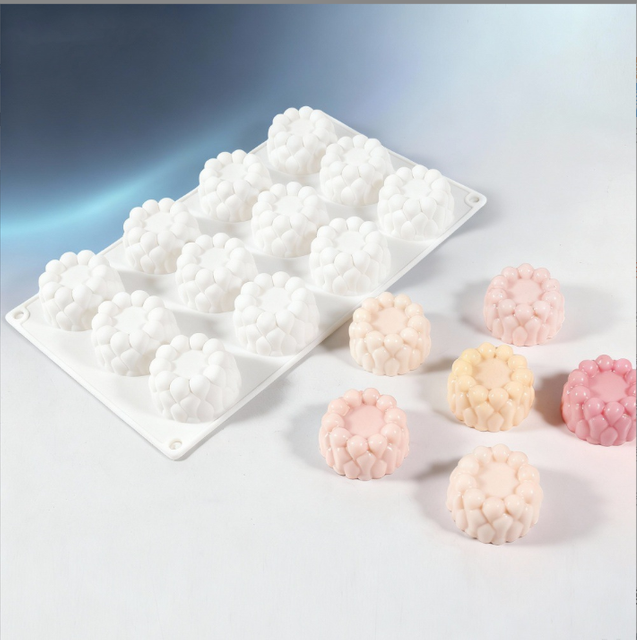 12-Connected Cloud Sphere Mousse Silicone Mold DIY French Cube Ball Chocolate Dessert Cake Mold.