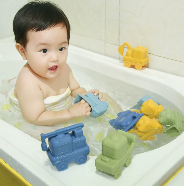 Children's Bathing Engineering Vehicle Silicone Bath Toy Baby Water Play Toy Floating Bathroom Toy