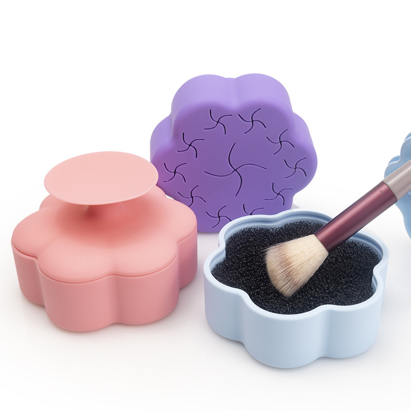 Makeup Brush Cleaning And Drying Rack, Tool Storage Box, Beauty Blender And Powder Puff Cleaner, Silicone Makeup Brush Washing Box