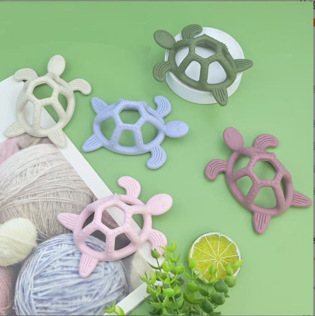 Direct Sale From Manufacturer: Food-Grade Silicone Baby Turtle Teething Toy, Pacifier Chewable, Durable Infant Toy.