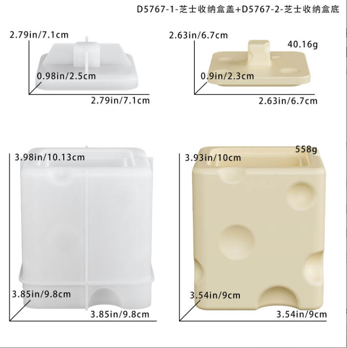 DIY cheese storage box, cheese candle holder, resin mold, plaster decoration, silicone mold