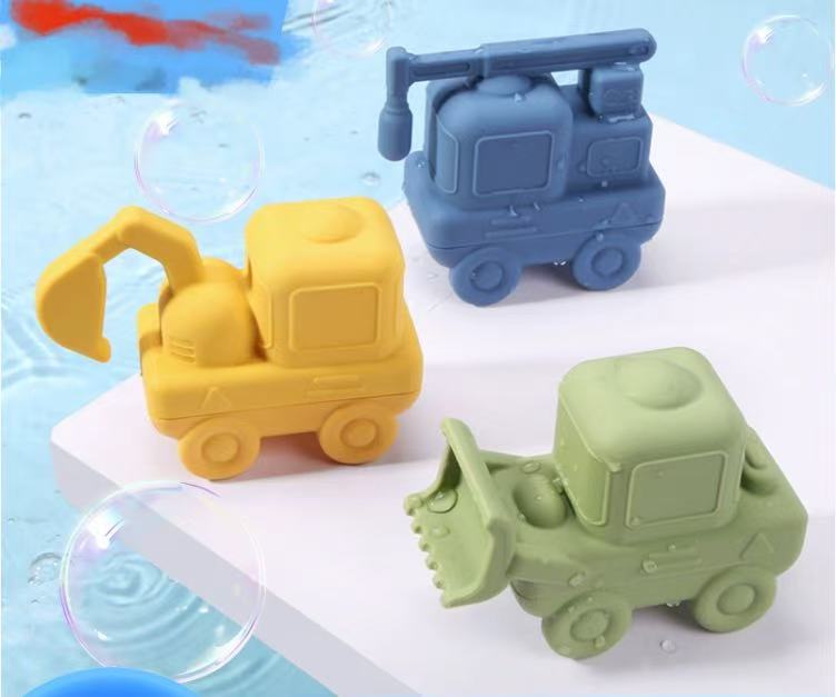 Children's Bathing Engineering Vehicle Silicone Bath Toy Baby Water Play Toy Floating Bathroom Toy