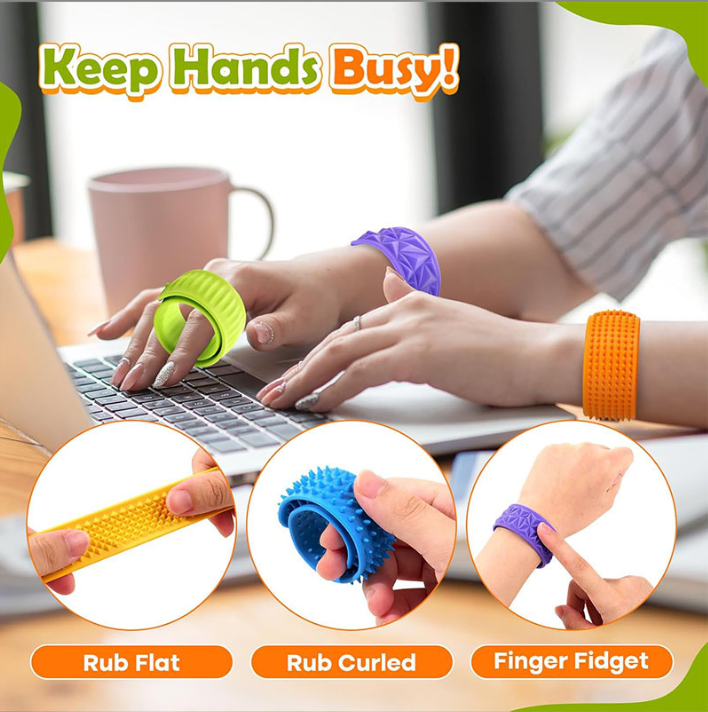 Fidget Toys Slap Bracelets Silicone Slap Bands Sensory Stress Relief Toys.