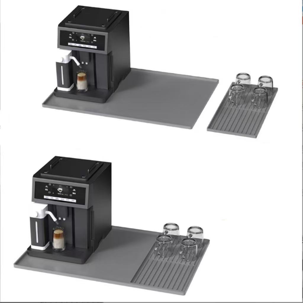 Cross-border 2-in-1 Silicone Coffee Machine Mat, Creative Coffee Bar Mat, Non-slip, Waterproof, Kitchen Counter Drying Mat
