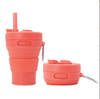Cross-border Bestseller Silicone Water Cup Foldable Portable Expandable Water Cup Manufacturer Direct Sale Foldable Coffee Cup with Straw