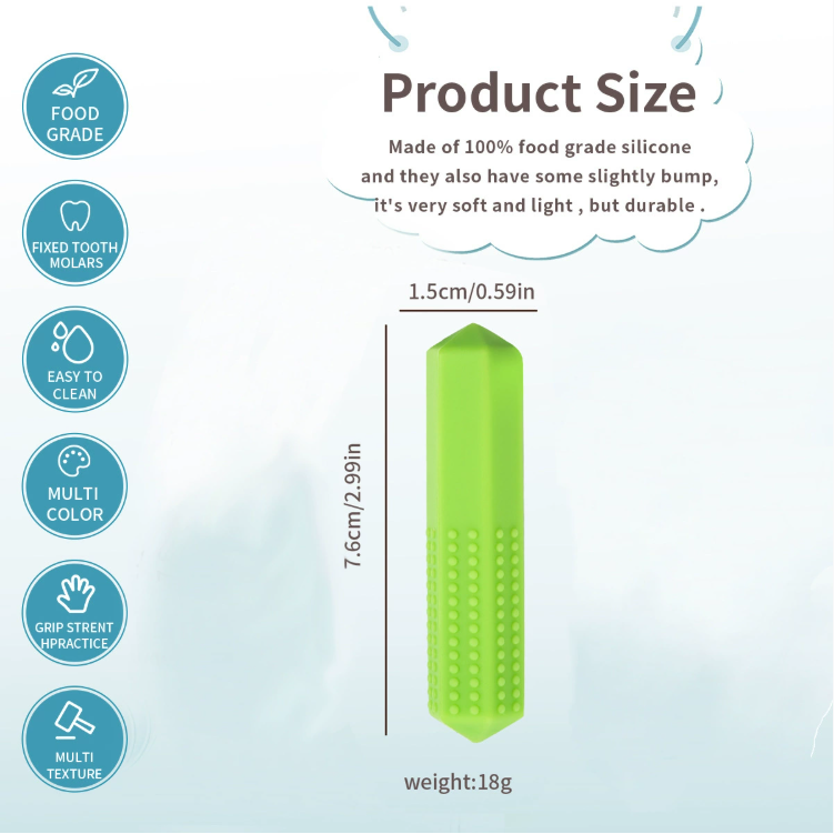 Amazon hot sale Silicone Gem Teether for Children, Sensory Toy, Toddler Creative Teething Stick, Chewable Necklace, Diamond-Shaped Teether