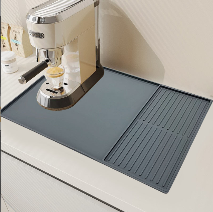 Cross-border 2-in-1 Silicone Coffee Machine Mat, Creative Coffee Bar Mat, Non-slip, Waterproof, Kitchen Counter Drying Mat