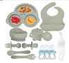 Children's silicone feeding tableware baby learning to eat snail bowl with suction cup plain silicone bowl baby anti-drop complementary food bowl