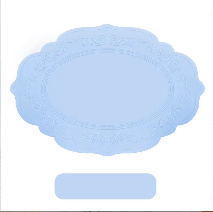 Large silicone placemat European retro embossed dining table non-slip mat household drainage coaster heat insulation mat in stock