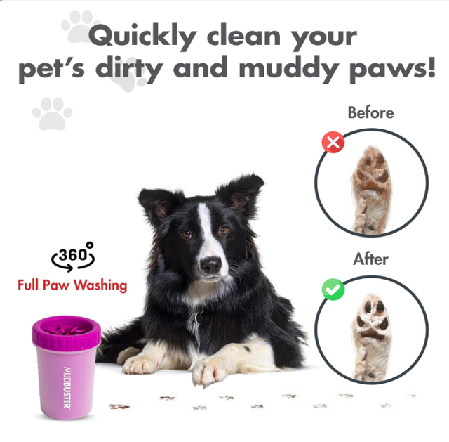 Medium Dog Paw Cleaner, Portable Pet Mud Paw Cleaning Cup, Quickly Cleans 1.5-2.5 Inch Wide Dog Paws, Soft Silicone Bristles Gently Clean Pet Paws, Portable Silicone Pet Paw Cleaning Cup