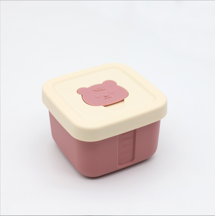 Silicone square baby food container, freezer storage box with lid, ice cube mold box, snack box, children's microwave baby food container