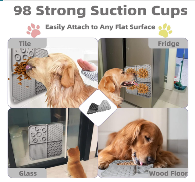 2-Pack Large Dog Lick Mat with Suction Cup 11.81 Inches - Slow Feeder Pet Mat, Relieves Anxiety, for Bathing And Grooming, Purple/Gray