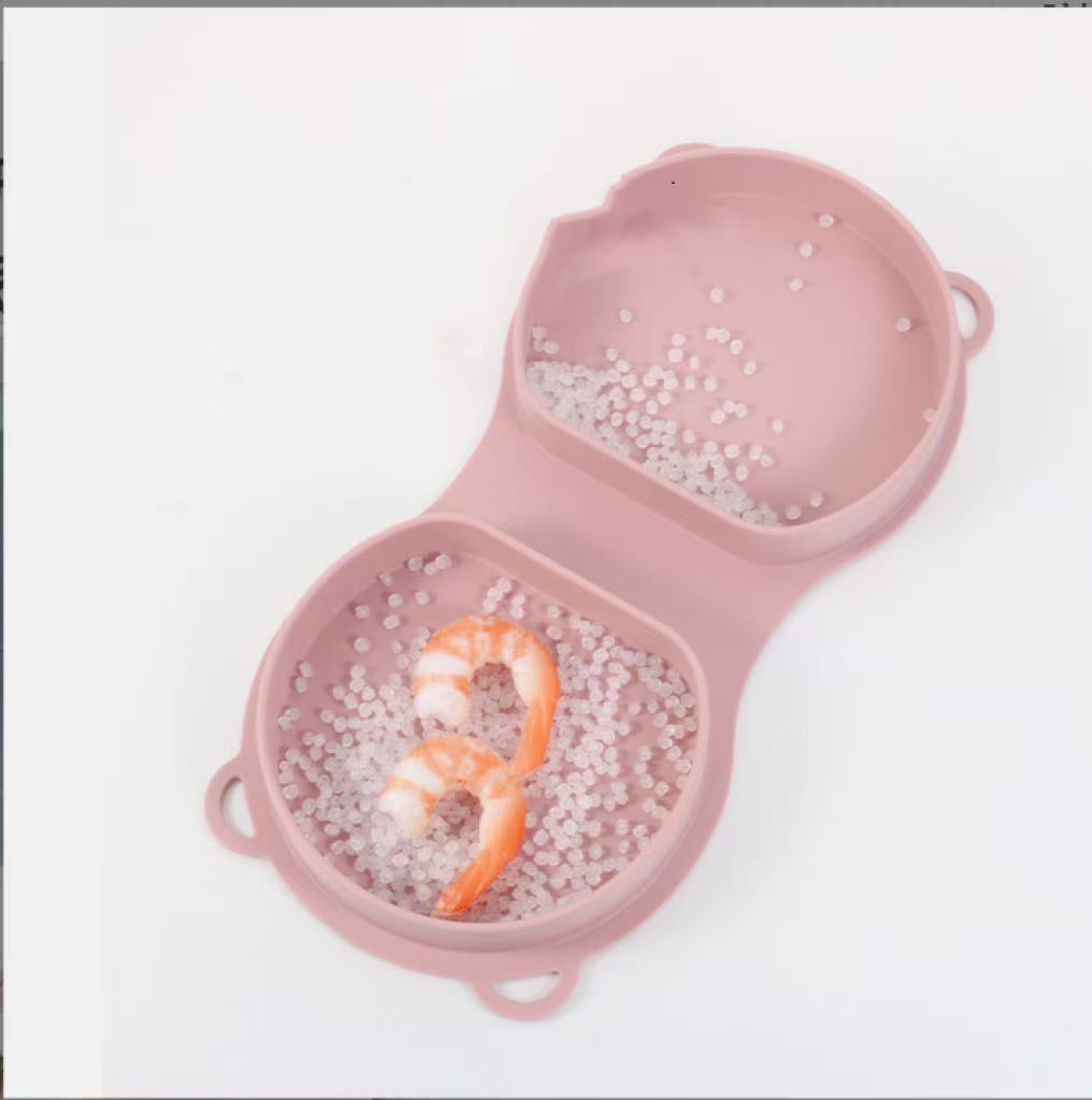 New baby silicone foldable plate bowl children's dinner plate with fork and spoon, outdoor travel children's silicone lunch box