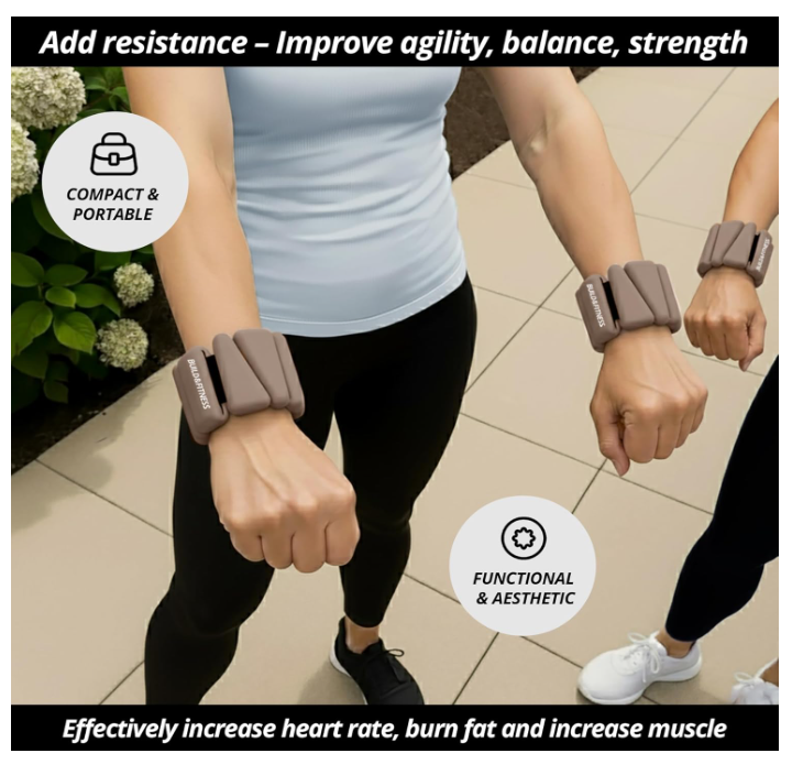 Wrist and ankle weights, adjustable elastic bands for men and women, each weighing 2 pounds or 4 pounds, suitable for running, jogging, walking, yoga, dance, Pilates, aerobic exercise, and strength tr