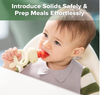 Baby fruit food feeder and mini freezer snack tray, BPA-free silicone feeder for breast milk popsicles, baby safe self-feeding device