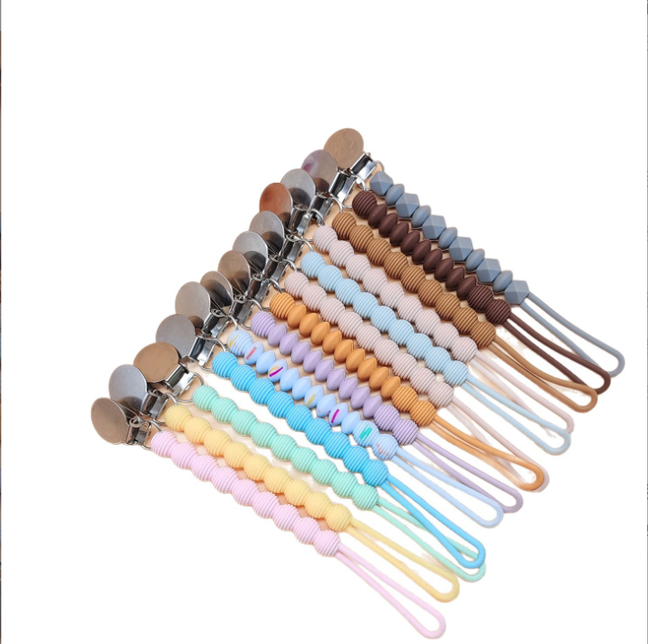 Amazon New Integrated Food-Grade Silicone Pacifier Chain Baby Soothing Anti-Drop Anti-Loss Teether Chain Wholesale