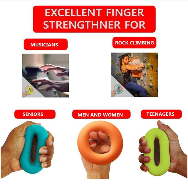 Silicone Hand Grip Training Ring, Silicone Finger Exerciser, 30-50 lb Silicone Grip Trainer, Adjustable Resistance Silicone Hand Grip Ring, Rock Climbing and Rehabilitation Finger Trainer, Multi-Purpo
