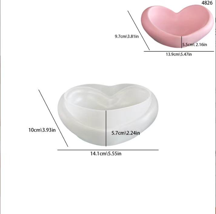 Cross-border new resin silicone mold DIY heart-shaped shell storage box candle cup decoration plaster mold
