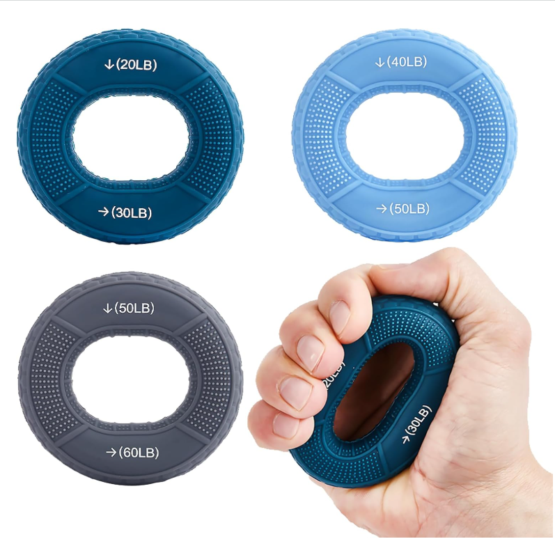 Silicone Hand Grip Training Ring, Silicone Finger Exerciser, 30-50 lb Silicone Grip Trainer, Adjustable Resistance Silicone Hand Grip Ring, Rock Climbing and Rehabilitation Finger Trainer, Multi-Purpo
