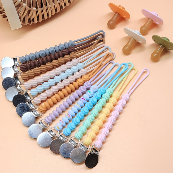 Amazon New Integrated Food-Grade Silicone Pacifier Chain Baby Soothing Anti-Drop Anti-Loss Teether Chain Wholesale