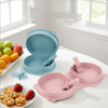 New baby silicone foldable plate bowl children's dinner plate with fork and spoon, outdoor travel children's silicone lunch box