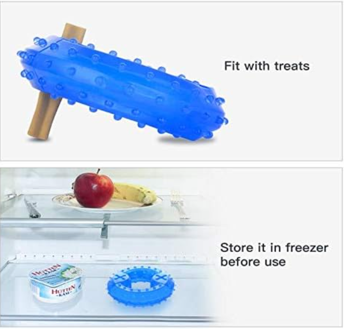Dog Cooling Teething Toy, Freezeable Chew Ring for Puppies, Interactive Dog Toy with Treat Dispenser, Dental Care Chew Toy for Teething Puppies & Aggressive Chewers
