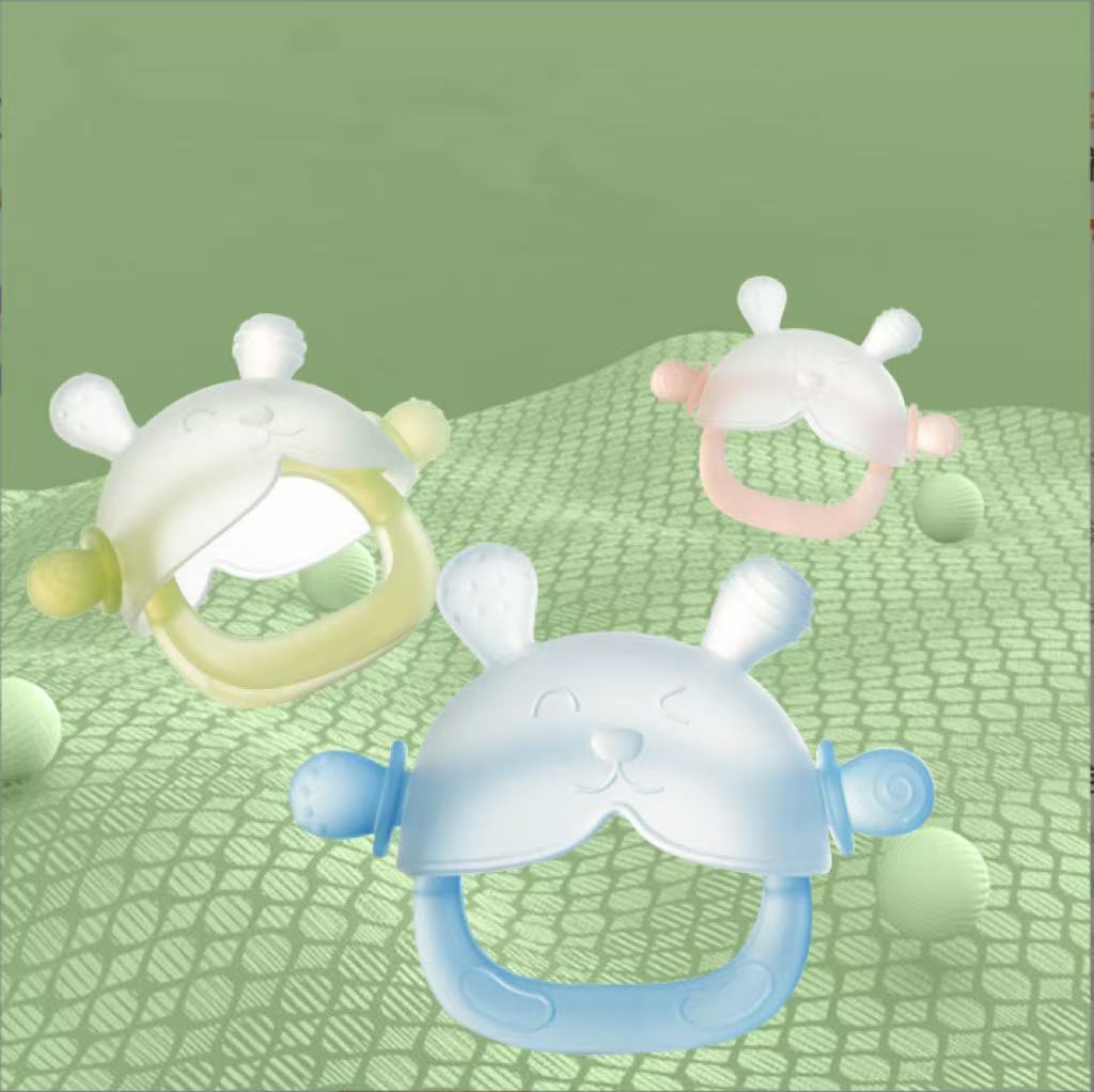 Teething baby chew stick, boilable silicone, chewable fun small mushroom, anti-swallow hand protector, baby toy