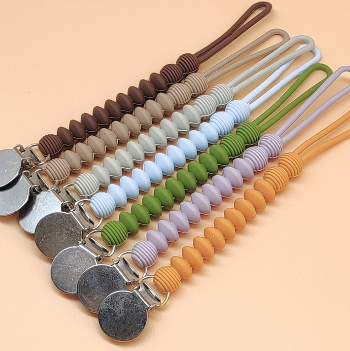 Amazon New Integrated Food-Grade Silicone Pacifier Chain Baby Soothing Anti-Drop Anti-Loss Teether Chain Wholesale