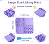 2-Pack Large Dog Lick Mat with Suction Cup 11.81 Inches - Slow Feeder Pet Mat, Relieves Anxiety, for Bathing And Grooming, Purple/Gray