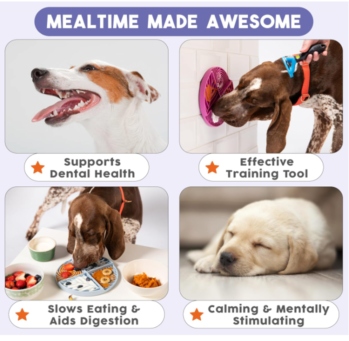 Cross-border best-selling 4-piece silicone lick mat and slow feeder, suitable for dogs and cats, suction cup non-slip slow feeding bowl, BPA-free food-grade silicone, dishwasher safe, extends mealtime
