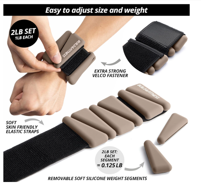 Wrist and ankle weights, adjustable elastic bands for men and women, each weighing 2 pounds or 4 pounds, suitable for running, jogging, walking, yoga, dance, Pilates, aerobic exercise, and strength tr
