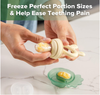 Baby fruit food feeder and mini freezer snack tray, BPA-free silicone feeder for breast milk popsicles, baby safe self-feeding device